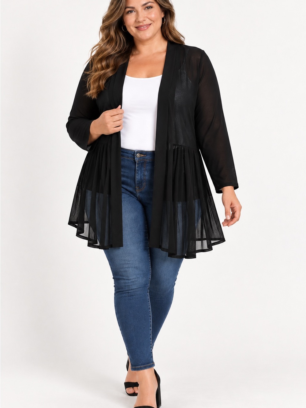 Black Sheer Cardigan for Women
